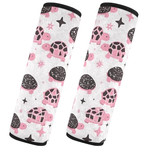 Seat Belt Covers 2 Pack Pink Turtle Car Seat Strap Covers Super Soft Shining Stars Car Seat Neck Cover for Boys Girls Adults Babies M