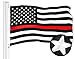 G128 - Thin Red Line Embroidered 210D Oxford Nylon U.S. American Flag 3X5 FT Brass Grommets Honoring Fire Fighters and EMTs Black White and Red US Flag