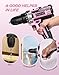 Pink Cordless Drill Set, 21V Electric Power Drill for Women, Lightweight Electric Screwdriver Driver with Power Pack & Charger, 2 Speed, 3/8