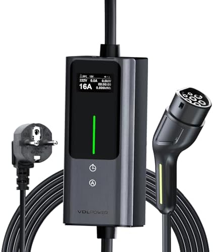 Cavo Ricarica Auto Elettrica 8m, [3,6kW| 6-16A]Colonnina Ricarica Auto Elettrica Tipo 2 Schuko,Wallbox con LCD Controllo Digitale Compatibile (3.68KW-8M)