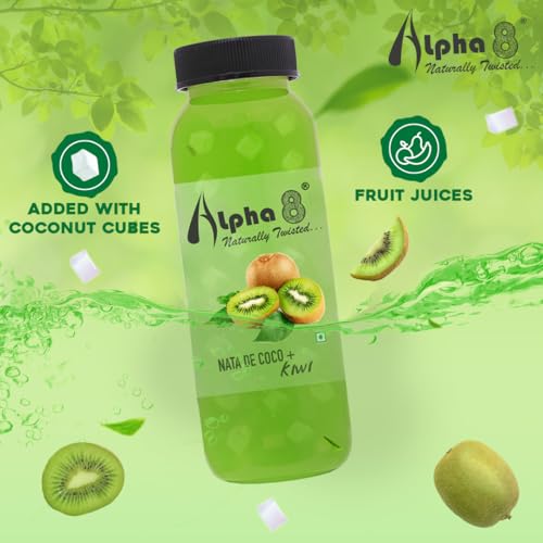 Image of ALPHA 8 Natural Energizer & Immunity Booster | Healthy Kiwi Juice | Real Taste | Rich in Antioxidants & Vitamin C | Refreshing Fruit Drink | No Added Sugar | 200ml (Pack of 6)