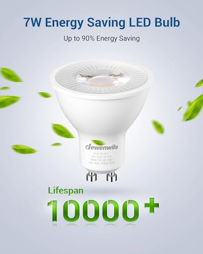 DEWENWILS 6-Pack GU10 LED Light Bulb, Dimmable 5000K Daylight GU10 Bulb Replacement for Track Lighting, 7W(50W Equivalent) LED Bulbs for Living Room, Kitchen Range Hood, Bathroom, 500LM