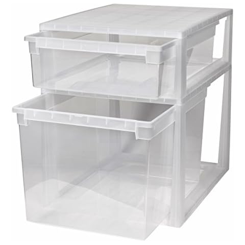 2 Stück Schubladenboxen mit Nutzvolumen 22 (XL) und 50 (XXL) Liter. Passend für z.B. Pullover, Shirts, Hosen, Bettwäsche, etc Cover