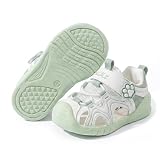 TootyTots Lauflernschuhe & Sandalen für Kleinkinder, Geschlossene Jungen Mädchen Sommerschuhe, Weich & Bequem, Zehenschutz Klettverschluss, Leichte Wasserschuhe für Strand Outdoor (21.5,K112-Grün)
