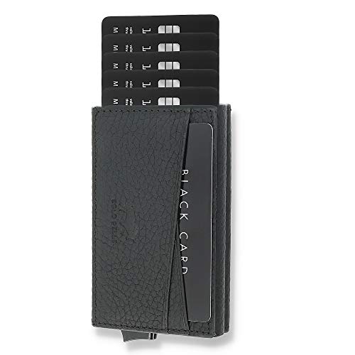 Solo Pelle Kartenetui | Kreditkartenetui | Leder Geldbörse Slim Wallet Portmonee | Geldbeutel mit RFID Schutz für bis zu 8 Karten Model: Mech (Schwarz mit Kleingeldfach)