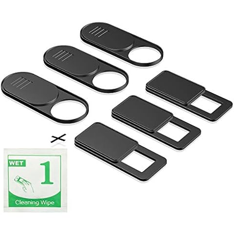 Webcam Covers (6 Pack) - Ultra Thin Web Camera Cover Slide for Laptops, Tablets, PC, MacBook, IPad, Smartphone Etc. Protect You and Your Family Privacy and Security Online, Sliding Cover (Black) Cover