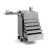 Hymula Dental Assistant Cart, Stainless Steel Dental Cabinet – 7 Drawer Medical Cart with Wheels, Side Shelf...
