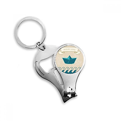 Paper Folding Ocean Love Sea Sailing Boat Nail Nipper Ring Key Chain Bottle Opener Clipper