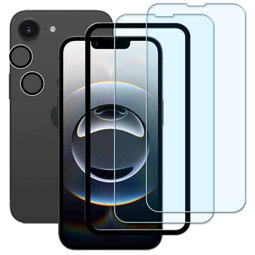 【2+2枚セット+ガイド枠付き】 KPNS 日本素材製 ブルーライトカット iphone 16e 用 ガラスフィルム カメラフィルム カバー 保護フィルム