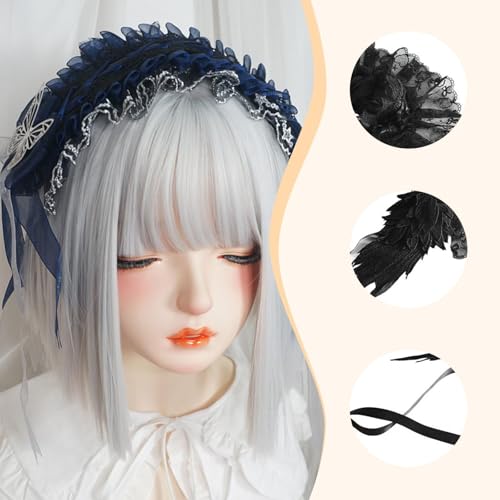 Serre-tête Lolita gothique en dentelle raffinée et fibre haute densité pour cosplay - 7
