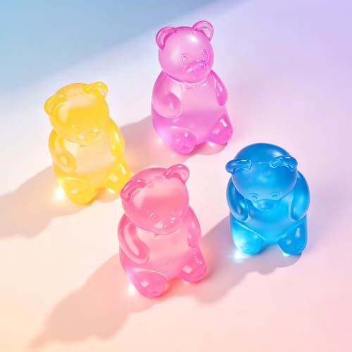 Stress Bear Squishy Balls, Bear Squishy Stress Relief Squeeze Balls, Gummy Bear Squishy for Valentines Day Gifts Birthday Gifts Party Favors (Blue + Pink) - Image 5