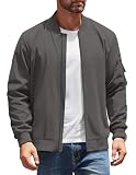 COOFANDY Mens Bomber Jacket Lightweight Windbreaker Casual Softshell Fashion Coats, Deep Gray, Medium