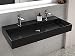 Produktbild AQUA BAGNO Design Doppelwaschbecken im modernen Stil, Wand Waschbecken in schwarz matt, Waschtisch aus Keramik | 1005 x 465 x 120 mm