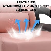 GTPLAYER Gaming Stuhl Ergonomischer Gaming Sessel Schreibtischstuhl mit Stoffoberfläche, Federsitzkissen, Verbindungsarmlehnen und Fußstütze 150KG, Schwarz-Rosa – Ansicht 7