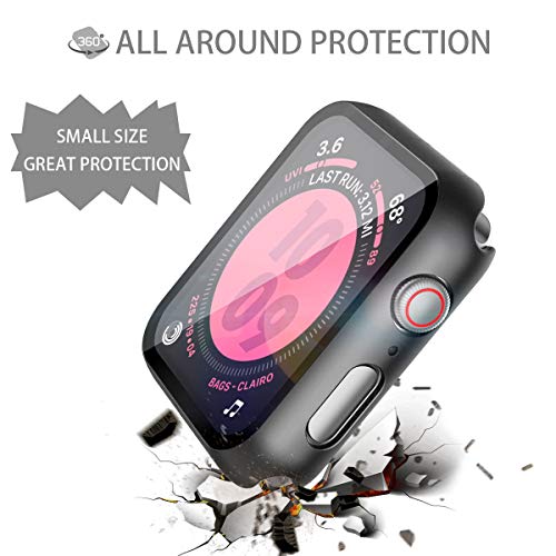 Piuellia 2 Pack Black Hard Case for Apple Watch SE3/SE2/SE/Series 6/Series 5/Series 4 (40mm), Screen Protector Ultra-Thin Overall Protective PC Cover for iWatch