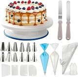 Cake Decorating Kit 71Pcs Complete Baking Set, Rotating Cake Turntable with Icing Nozzles Scrapers and TPU Bags, All In One Tool Set for Home Baking and Cake Decoration