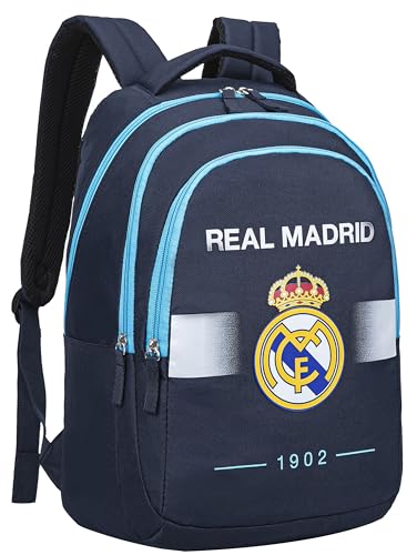 Real Madrid - Mochila escolar 3 compartimentos Real - Colección oficial