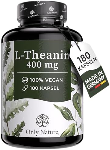 L Theanin 400 mg - 180 Kapseln - Hochdosiert - in Deutschland produziert & Laborgeprüft - Natürlich & Vegan - L-Theanin
