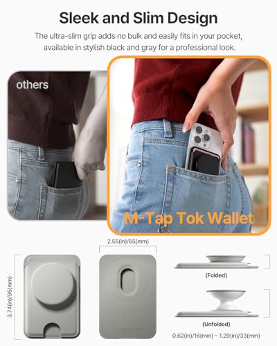 Tarjetero con 3 ranuras y agarre magnético suave para iPhone gris 7