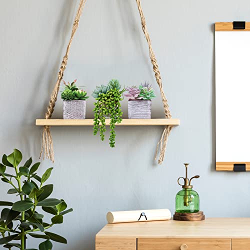 Set Of 3 Assorted Small Potted Succulents Plants Decoration Assorted Green Fake Succulents Plants In Rustic Wooden Pots For Home Living Room Bathroom Table Shelf Windowsill Office Desk Indoor Decor #TOP2