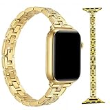 Cinturino in metallo compatibile con Apple Watch con serie 10, 9, 8, 7, 6, 5, 4, 3, 2, 1, per smartwatch da 38/40/41 mm, 42/44/45/49 mm, elegante cinturino in stile gioiello da donna (colore: oro B