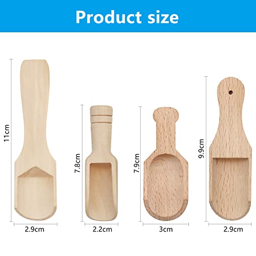 MIPIACE 6 Stück Holzlöffel Klein Mini für Gewürze Salz Kleine Holzschaufel Küche für kaffee Zucker Tee Süßigkeiten Salz Löffelchen Klein