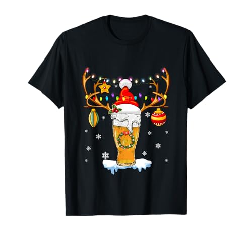 Photo de Drôle Bière Renne Noël Xmas Bière Papa Papy Tonton Cadeau T-Shirt