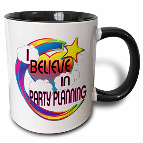3dRose I Believe In Party Planning Cute Believer Design 11oz Two-Tone Black Mug