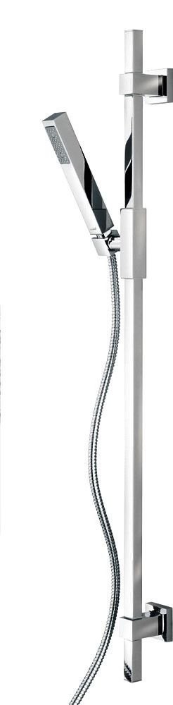Ensemble barre de douche Spirella Cube finition chrome éclatant 95cm