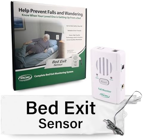 Smart Caregiver Bed Alarm for Elderly Adults – Fall Prevention System with 10"x30" Weight-Sensing Bed Pad – Automatically Alerts Caregiver When They Get Up