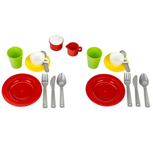 Theo Klein 7602 Klein goes Bio - Dînette pour 2 Personnes Vaisselle pour Enfants en Bioplastique 18 Pièces Multicolores Jouet pour Enfants à Partir de deux ans