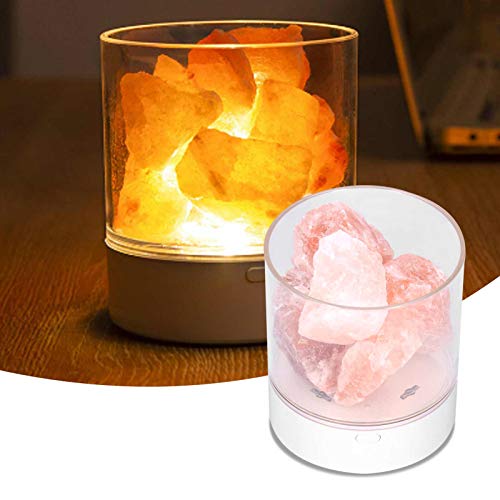 Lampada da Notte con Lampada di Sale Dell'Himalaya - Luce di Sale di Cristallo Per Camera da Letto, Lampada da Tavolo Innovativa USB Per Purificare L'aria, Perfetta Per La Luce Notturna E La Decorazio