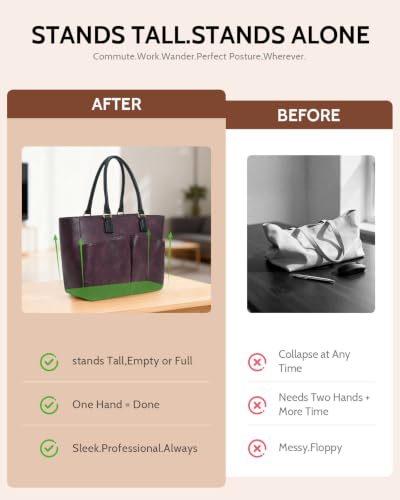 Image of Laptop Tote Bag for Women, Leather Work Tote with Padded Laptop Compartment, Cup Holder, Office Computer Briefcase
