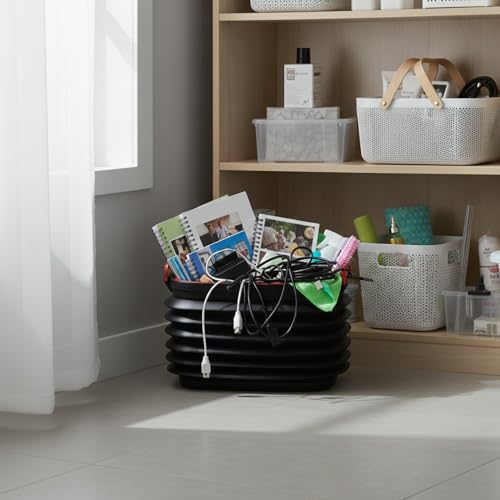 Image of Collapsible Pop-up Utility Bin 18L /37L /60L, Foldable Dustbin with Lid, Portable Multi-Purpose Box for Kitchen, Camping & Garage, Space-Saving Bin with Anti-Slip Base & Carry Handles