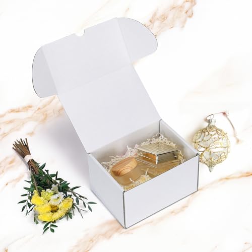 Image of RLAVBL 7x5x4 Shipping Boxes Set of 50, White Corrugated Cardboard Box for Packing, Mailing, Business