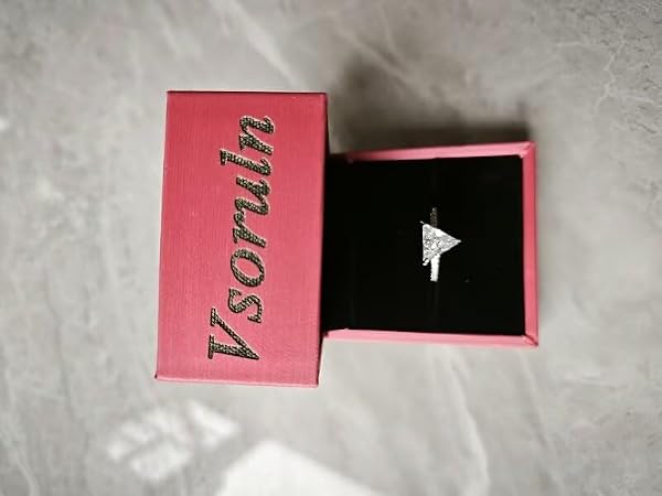 Vsoruln Fashion 925 Sterling Silver Shiny Full Diamond Ring Simple Triangle Zircon Women's Ring Cubic Zirconia Rings CZ Diamond Ring Eternity Engagement Wedding Band Ring for Women (7) by Vsoruln - Image 6