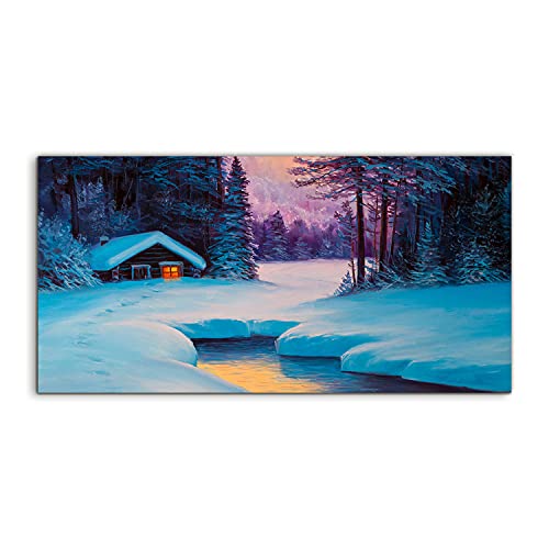 Tableau en verre trempé 140x70cm paysage winter forest salon chambre
