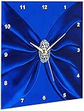 3dRose Royal Blue Velvet Sash with Round Diamond Jewel Look Wall Clock, 15x15