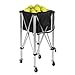 Portable Tennis Ball Hoppers Holds 160 Balls,Foldable Tennis Ball Cart with Wheels Sports Teaching Carts Balls Basket with Detachable Bag Side Pockets Pickleball Hoppers for Practice & Training