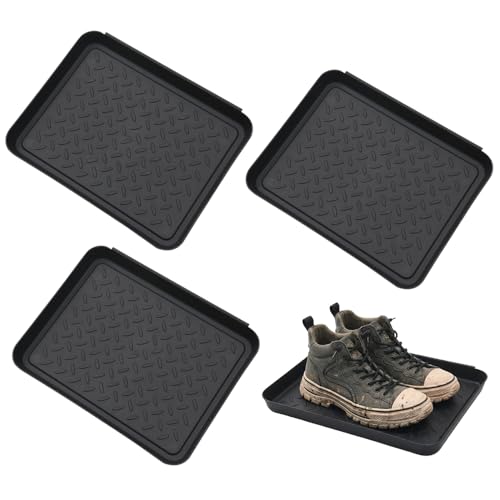 Mikankawa 靴置きトレイ 車内用 3個入り 35ｘ27.5cm 滑り止めパターン 清潔にしやすい 多目的使用 トレー 重ねて収納可能