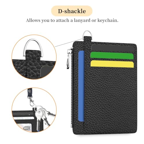 Image of Hancynir Black Minimalist Small Wallet Women Credit Card Holder Slim RFID