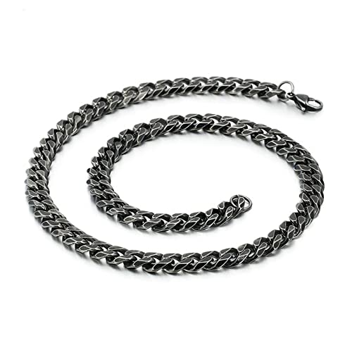 Collier acier inoxydable gourmette noir au design robuste et finitions soignées de 50cm
