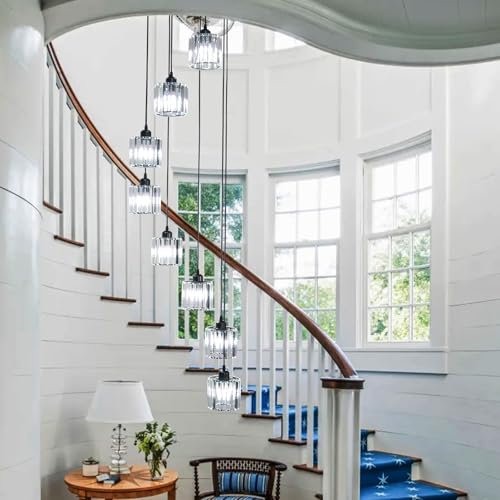 Cainjiazh Long Chandeliers for High Ceilings,Modern Crystal Pendant Light,Long Raindrop Drop Lamp,Hanging Flush Mount Chandelier Ceiling Light for Staircase Foyer Living Room Entryway 8 Lights - Cosy Home Interiors Cainjiazh Long Chandeliers for High Ceilings,Modern Crystal Pendant Light,Long Raindrop Drop Lamp,Hanging Flush Mount Chandelier Ceiling Light for Staircase Foyer Living Room Entryway 8 Lights - Image 6