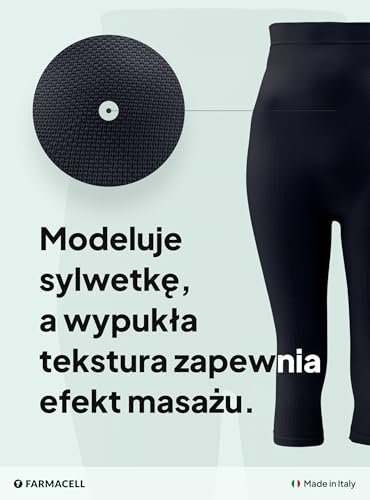 Farmacell 323 (Black, M/L) 3/4 Legginsy Damskie Antycellulitowe, Modelujące Push-up z Kontrolą Brzucha, Made in Italy