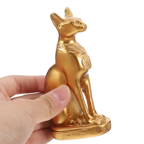 Sculpture décorative de chat égyptien : statuette dorée de décoration intérieure - 4