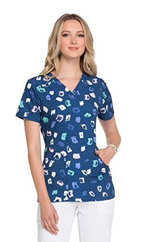 Elle Prints A La Mode EL616 Women s V-Neck Top, Delightfully Dashing, Medium