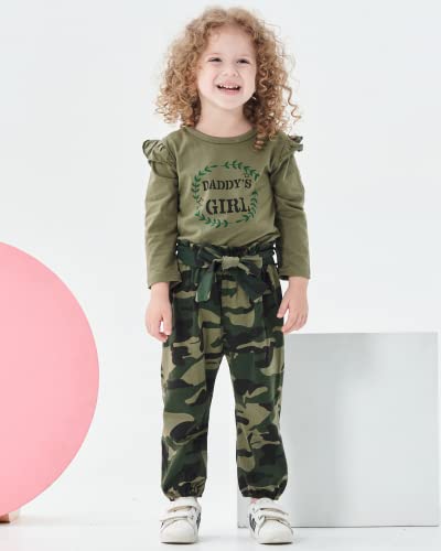 Image of Newborn Baby Girl Clothes Letter Print Long Sleeve Bodysuit Ruffle Floral Pants with Headband 3Pcs Infant Girl Outfits Set