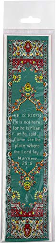 He Is Risen, Woven Fabric Christian Easter Bookmark, Jesus Is Alive Silky Soft Matthew 28:6 Flexible Bookmarker For Novels Books And Bibles, Traditional Turkish Woven Design, Memory Verse Gift #TOP2