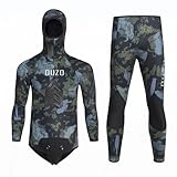 WYYHAA 7MM Neoprene Spearfishing Wetsuit with Hooded, 2 Pieces Camouflage Hunting Diving Suit with Loading Chest Pad for Cool Water Freediving Snorkeling Swimming,Green,L