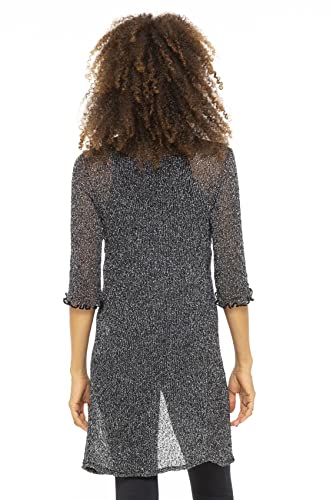 Back From Bali Womens Metallic Sheer Long Cardigan Open Front Shrug Lite Kimono Sweater Lightweight Knit2